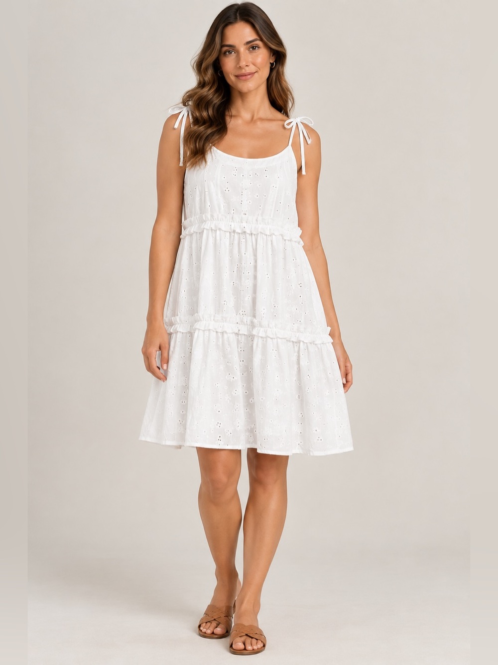 LOFT White Eyelet Tie-Shoulder Swim Coverup Dress